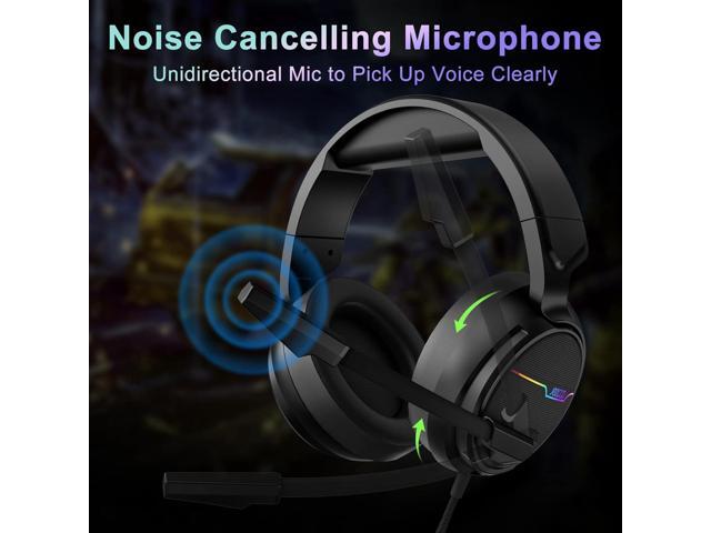 Jeecoo V20U USB Pro Gaming Headset for PC - 7.1 Surround Sound Headphones with Noise Cancelling Microphone- Memory Foam Ear Pads for Laptop Computers