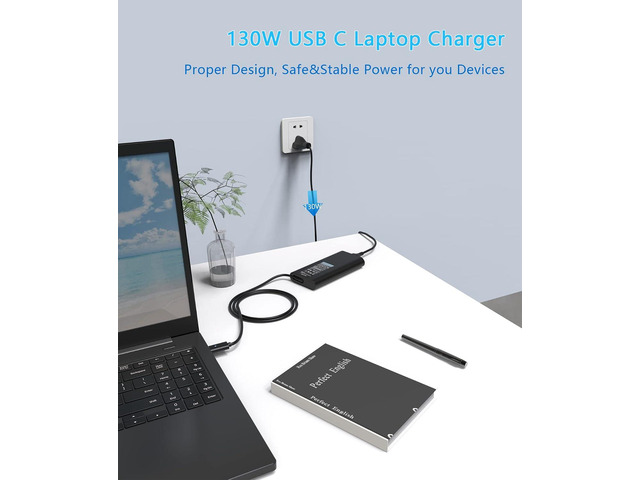130W USB C Type C Laptop Charger Compatible with Dell Inspiron 16 2-in-1 7640 7630 7620, Inspiron 14 7430 7440 2-in-1 Slim AC Power Adapter