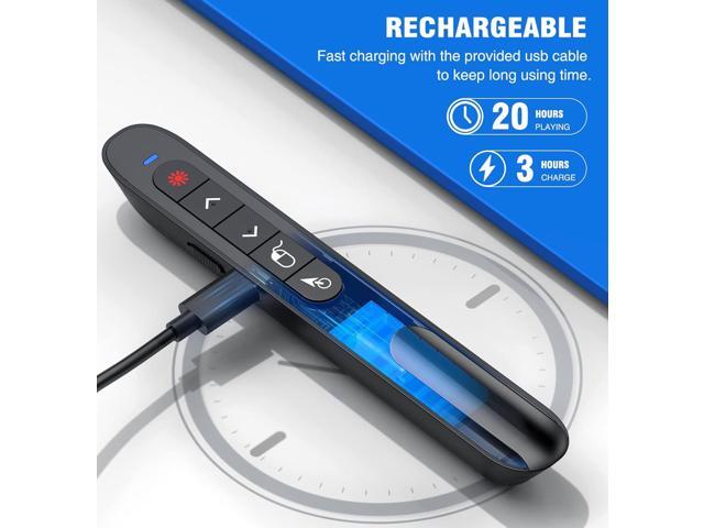 DINOSTRIKE Wireless Presenter Remote with Air Mouse Control, Rechargeable USB Presentation Clicker PPT Pointer RF 2.4GZ PowerPoint Clicker Slide...