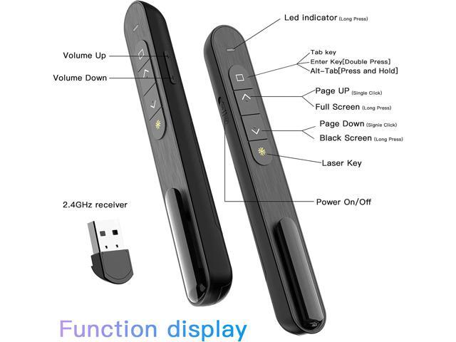 Wireless Presenter Remote Hyperlink Volume Control Presentation Clicker Clicker for PowerPoint Presentation RF 2.4GHz USB Presentation Clicker PPT...