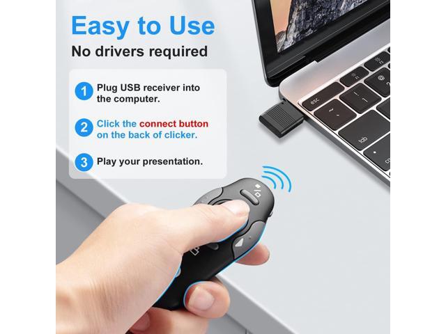 Wireless Presentation Clicker for PowerPoint Presentations, USB Dongle Wireless Presenter Remote with Laser Pointer Slide Clickers for...