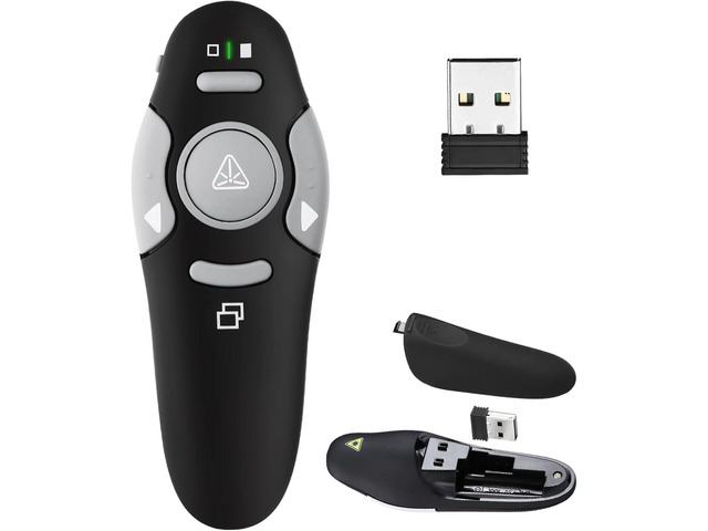 Presentation Clicker Remote Laser Pointer - Wireless USB Presenter - Slideshow PowerPoint Clicker - Compatible with Win10MAC - Support...