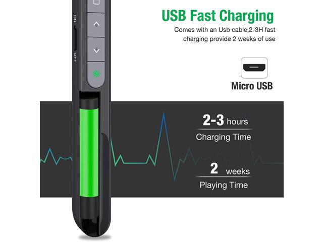 Rechargeable Presentation Clicker with Green Light,PPT Powerpoint Remote Clicker for Presentations,Wireless Presenter Slide Changer Advancer...