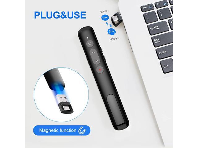 Wireless Presentation Clicker, 2 in 1 USB Type C Powerpoint Clicker with Laser Pointer, Clicker for Powerpoint Presentation Remote PPT PowerPoint...