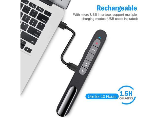 DinoFire Wireless Presenter Remote with Air Mouse, RF 2.4GZ USB Rechargeable Presentation Clicker and Pointer Powerpoint PPT Slide Clicker for...