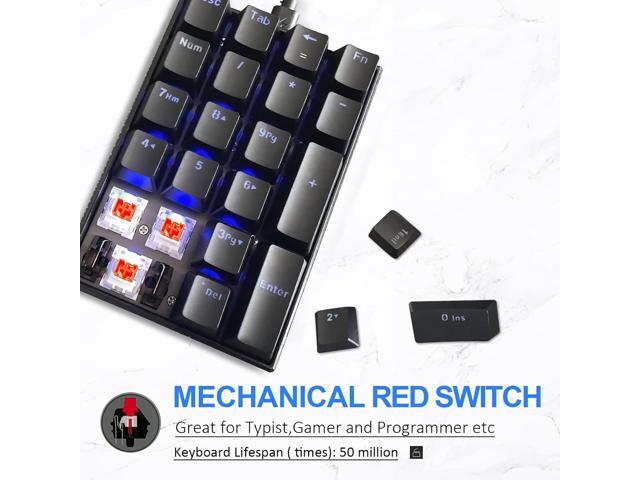 MOTOSPEED K23 Mechanical Numeric Keypad Red Switch Wired 21 Keys Mini Numpad Portable Gaming Keypad Extended Layout for Cashier