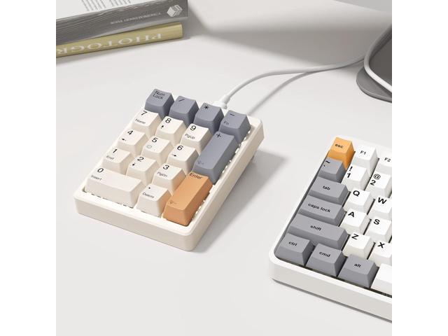 Kisnt Number Pad, Mechanical Numpad Wired USB Standard 17 Keys Numeric Keypad with PBT Keycaps White Backlit Keypad for Laptop PC TKL Keyboards...