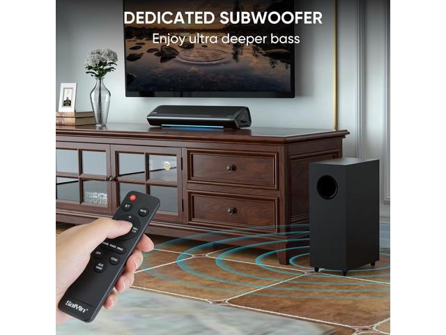 Saiyin Sound Bars for TV with Subwoofer, 2.1 Deep Bass Small Soundbar Monitor Speaker Home Theater Surround System PC Gaming Bluetooth/AUX/Optical...
