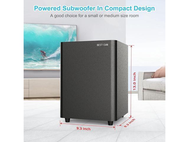 BESTISAN Powered Subwoofer, Deep Bass Sub, Down Firing Subs, Easy Setup with Home Theater System, Receiver, Speakers, Coaxial Cable Included, RCA,...