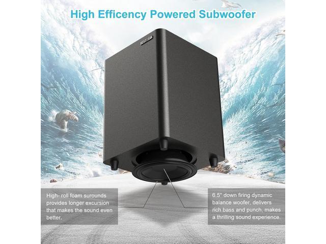 BESTISAN Powered Subwoofer, Deep Bass Sub, Down Firing Subs, Easy Setup with Home Theater System, Receiver, Speakers, Coaxial Cable Included, RCA,...