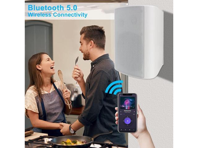 Herdio 6.5 Inches Indoor Outdoor Bluetooth Speakers Waterproof Wireless with Powerful Bass,Wall Mount Speakers Wired Weather Resistant for Patio...