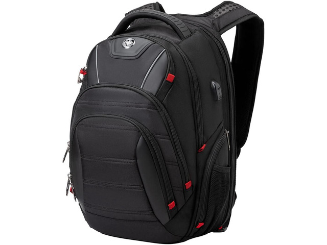 Swissdigital Design Circuit College Business Travel Backpack TSA Friendly Built in USB Charging RFID Protection Fits Laptops up to 15.6' Black...