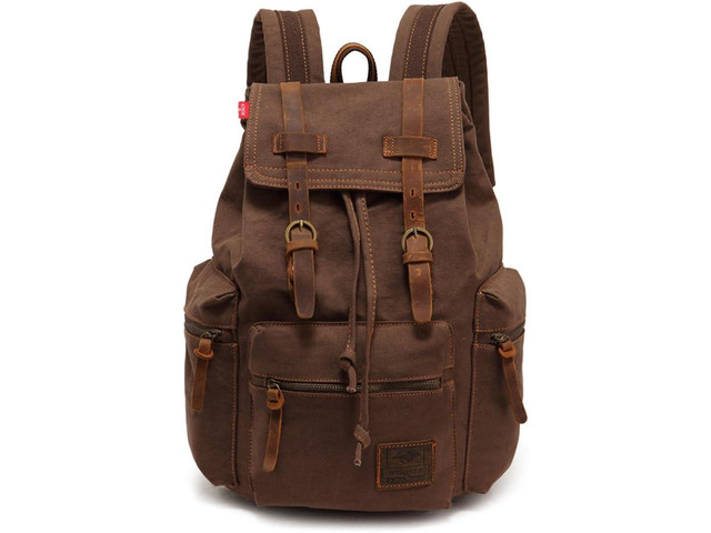 AUGUR High Capacity Canvas Vintage Backpack - for School College Hiking Travel 12-17' Laptop