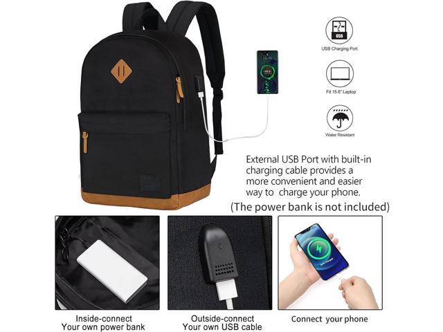 Large Travel Laptop Backpack with USB Charging Port for Men and Women, Classic School Backpack for Boys and Girls, Work Bag(18Inches/Black)