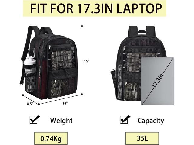 Mesh Backpack Heavy Duty for School, 35L Extra Large Mesh Bookbag for Adults, See Through Mesh Black School Bag with Laptop Pocket for Work...