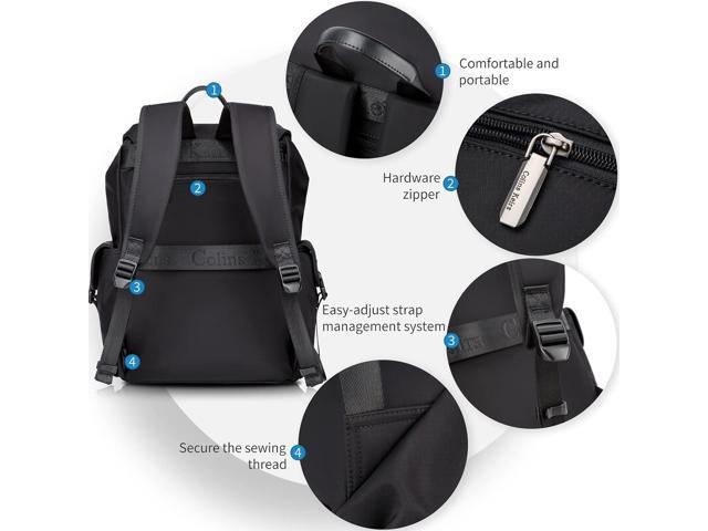 Black backpack for men, 16 inch laptop backpack with computer compartment, Drawstring slim waterproof tech backpack for travel, work, college or...