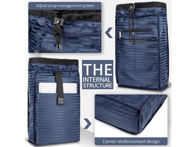 Black backpack for men, 16 inch laptop backpack with computer compartment, Drawstring slim waterproof tech backpack for travel, work, college or...