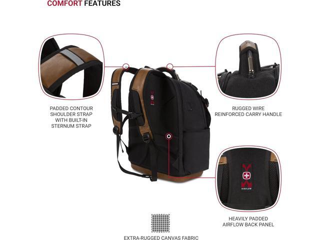 SwissGear Tool Bag Backpack, Fits Up to 17-Inch Laptop, Work Pack PRO, Black/Brown Canvas