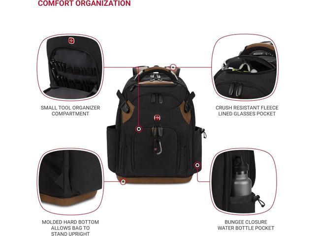 SwissGear Tool Bag Backpack, Fits Up to 17-Inch Laptop, Work Pack PRO, Black/Brown Canvas