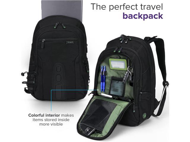 Targus Spruce EcoSmart Travel Laptop Backpack for 17 inch Laptops, TSA-Friendly Carry On Backpack Laptop Bag for Work and Travel, Black (TBB019US)