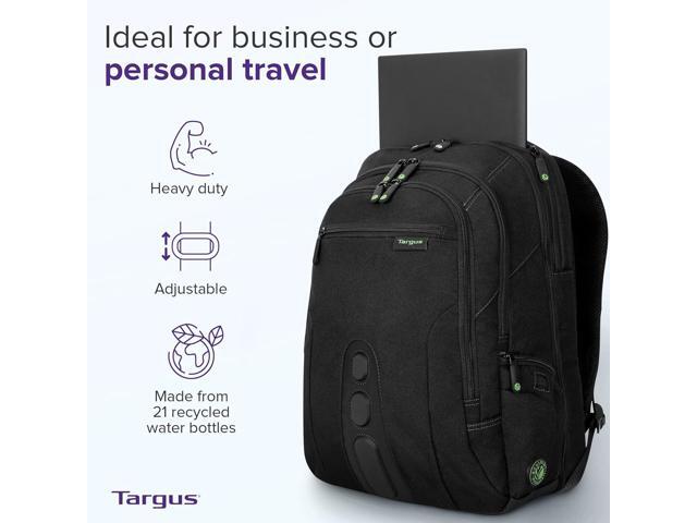 Targus Spruce EcoSmart Travel Laptop Backpack for 17 inch Laptops, TSA-Friendly Carry On Backpack Laptop Bag for Work and Travel, Black (TBB019US)