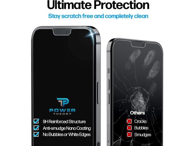 Power Theory Designed for iPhone 13 Pro/iPhone 13 Screen Protector Tempered Glass [9H Hardness], Easy Install Kit, 99% HD Bubble Free Clear, Case...
