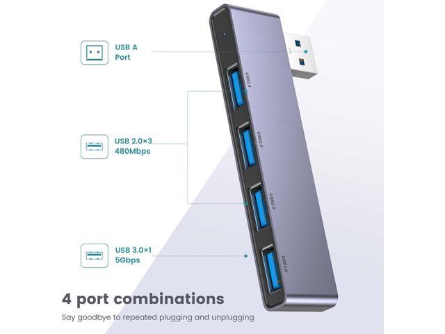 USB Hub,4 Port USB 3.0 * 1 Hub, 2.0 * 3 Hub Splitter for Laptop,Windows PC,Mac,Printer,Flash Drive,Mobile HDD, Notebook PC