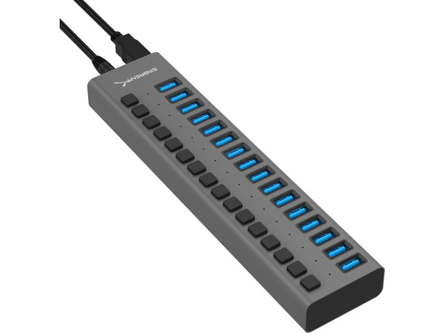 SABRENT 16 Port USB 3.0 Data HUB and Charger with Individual switches [90 Watts] (HB-PU16)