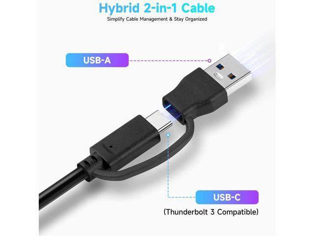 Powered UBS Hub, RSHTECH 7 Port USB 3.0/USB C Hub Upgraded Version Aluminum USB Hub with 2-in-1 USB Cable,5V 3A Power Adapter and Individual...