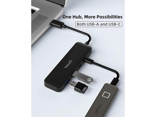 Dual USB C USB A 3.2 Hub: 4 Ports with 2* USB-C 3.2 and 2* USB-A 3.2, Ultra Slim Portable USB Splitter Adapter for Laptop, PS4, Flash Drive, HDD,...