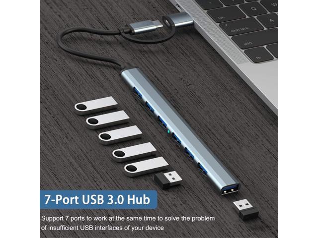 USB Hub 3.0 with 7 Ports, VIENON Aluminium USB C to USB 3.0 Hub for MacBook, Mac Pro/Mini, iMac, Ps4, PS5, Surface Pro,Flash Drive, Samsung