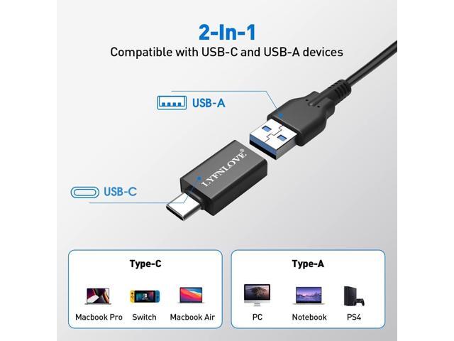 4-Port USB Hub 3.0 with USB C AdapterLYFNLOVE USB Extender with Individual Power Switch, Ultra Slim USB Splitter for Laptop, MacBook Pro/Air/Mini,...