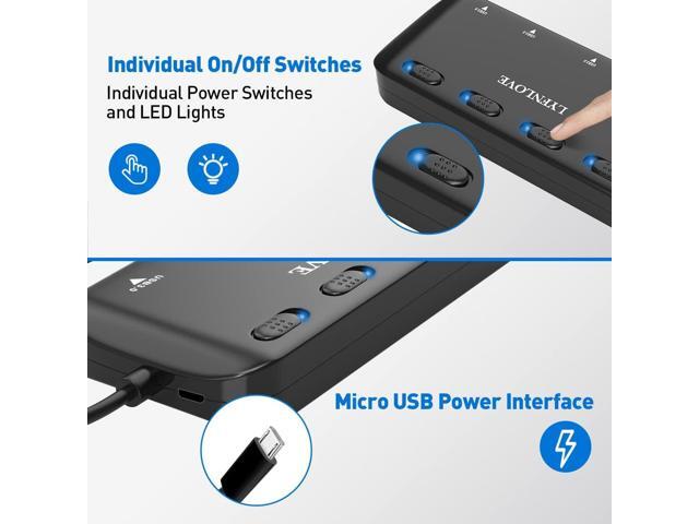 4-Port USB Hub 3.0 with USB C AdapterLYFNLOVE USB Extender with Individual Power Switch, Ultra Slim USB Splitter for Laptop, MacBook Pro/Air/Mini,...