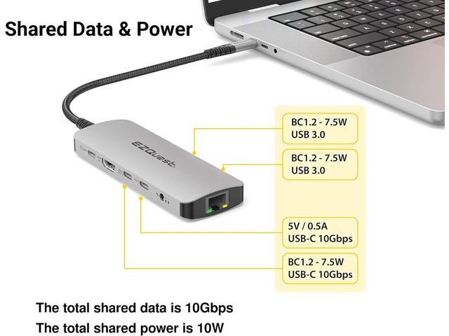 EZQuest USB C Hub Docking Station 10 in 1 with 4K HDMI 60Hz, 1 Gbs Ethernet, 2 USB C Gen 2 10Gbs Ports, 1 USB C PD 3.0 Port, 2 USB A 3.0 Ports,...