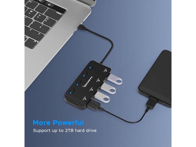 USB 3.0 Hub Splitter, 4-Port USB Extender Hub for Laptop, VVTOYER Multi USB Port Expander Adapter with Individual Power Switches