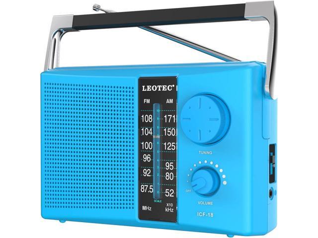 LEOTEC AM/FM Radio with Best Reception, AC or Battery Operated Portable Radio with Big Speaker, Large Tuning Knob, Clear Dial, Earphone Jack for.
