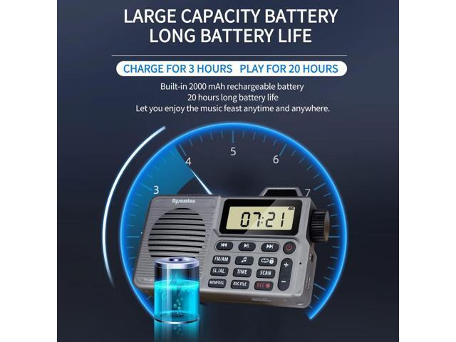 Portable AM/FM Radio, Small Pocket Radio with Bass Speaker, Support Micro SD Card and Record, Long Battery Life, Alarm and Sleep Function