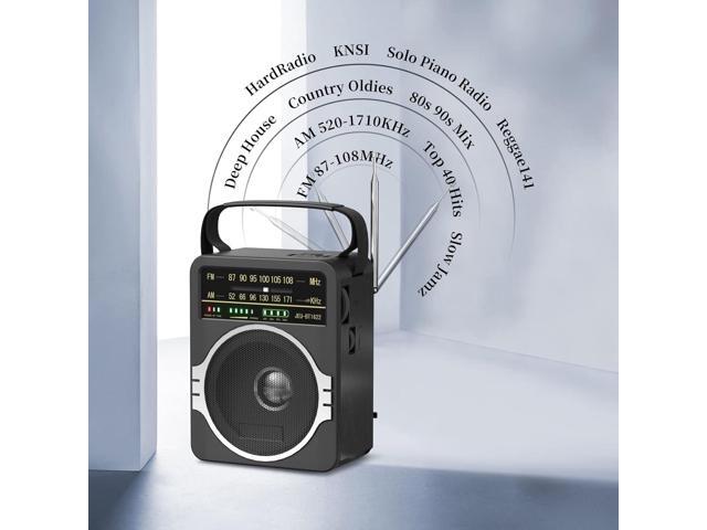 Portable AM FM Radio, Bluetooth 5.0 Radios 5 Watts Loud Speaker,FM Radio Built-in Rechargeable Battery/DC D*4 Cell Battery Operated & AC Power Plug...