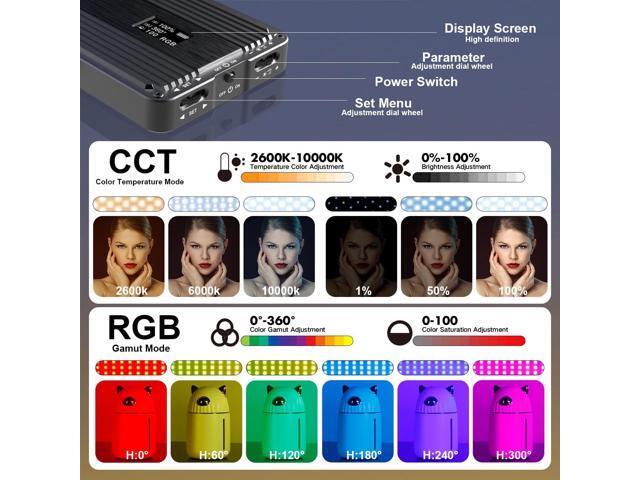 G2 Pocket RGB Camera Light,Built-in 7200mAh Rechargeable Battery 360°Full Color Gamut 9 Light Effects,2600-10000K LED Video Light Panel with...