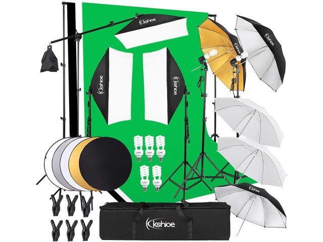 Photography Lighting Kit, 6.5x10feet/2x3m Backdrops Stand Support System, 5 in 1 reflectors, 1600w 5500k Umbrellas Softbox Continuous Lighting Kit.