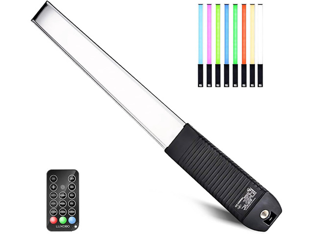 LUXCEO RGB LED Photography Lighting Portable Wand Handheld LED Video Light 1000 Lumens CRI 95+ USB Rechargeable with Remote Control, Carry Bag,...