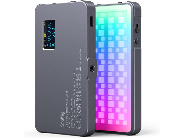 simorr P96L RGB Video Light, Palm-Sized All-Metal Portable LED Camera Light Full Color Fill Light CRI 96+ Rechargeable DSLR Lighting with Aluminum...
