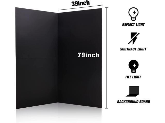 Photography Foldable Reflector Backdrop, 78.7x78.7inch 2 in 1 Background Cardboard, Double Sided Black/White Light Diffuser Board, BEIYANG