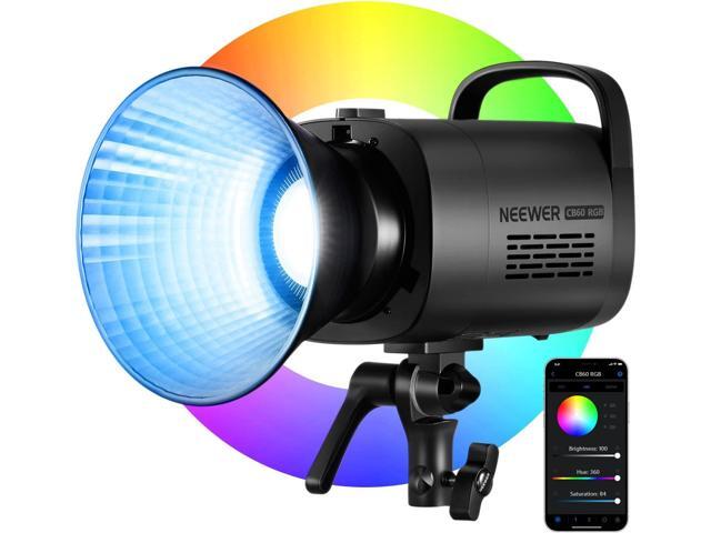 NEEWER CB60 RGB 70W LED Video Light with App Control, Bowens Mount COB Full Color Continuous Output Lighting 18000Lux/1m CCT 2700K-6500K CRI97+ 17.