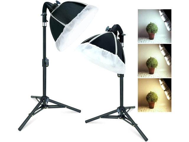 LINCO Lincostore Photography Photo Table Top Studio Softbox Lighting Kit 3 Color LED Bulb - 30 Seconds Adjustable Softbox Change to Storage Form AM273