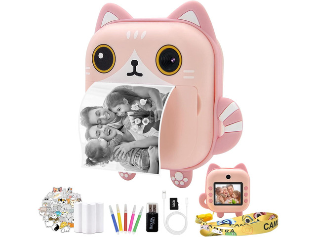 Instant Print Camera for Kids,Zero Ink Kids Camera with Print Paper,Selfie Video Digital Camera with HD 1080P 2.4 Inch IPS Screen,3-14 Years Old...