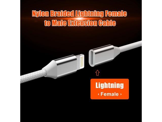3.3FT iPhone Charging Extension Cable,Nylon Braided Lightning Extender Dock Cable Adapter for iPhone 14 Pro 13 Pro Max 12 11 X XR 8 7 6 Male to...