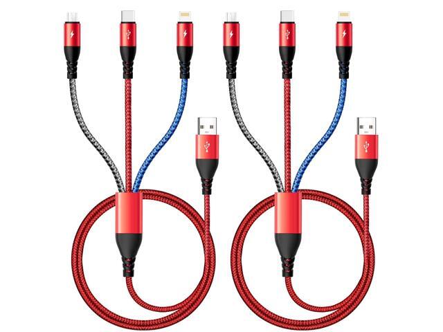 Multi Charging Cable [2Pack 4Ft] 3 in 1 Charger Cable Nylon Braided Fast Charging Cord Multi USB Cable Phone Charger Cord with Type-C/Micro USB/IP...