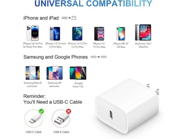 iPhone 14 13 12 11 Super Fast Charger [2Pack] cargador 20W Rapid USB C Wall Charger Block with 6FT Fast Charging Cable Compatible with iPhone 14...