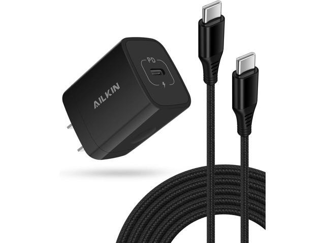 20W PD USB C Wall Charger Adapter [60W/6FT] USB Type C to USB-C Cable, Fast Charging 3.0 Block Plug Cube Brick Box, Android USBC to C Phone Power...